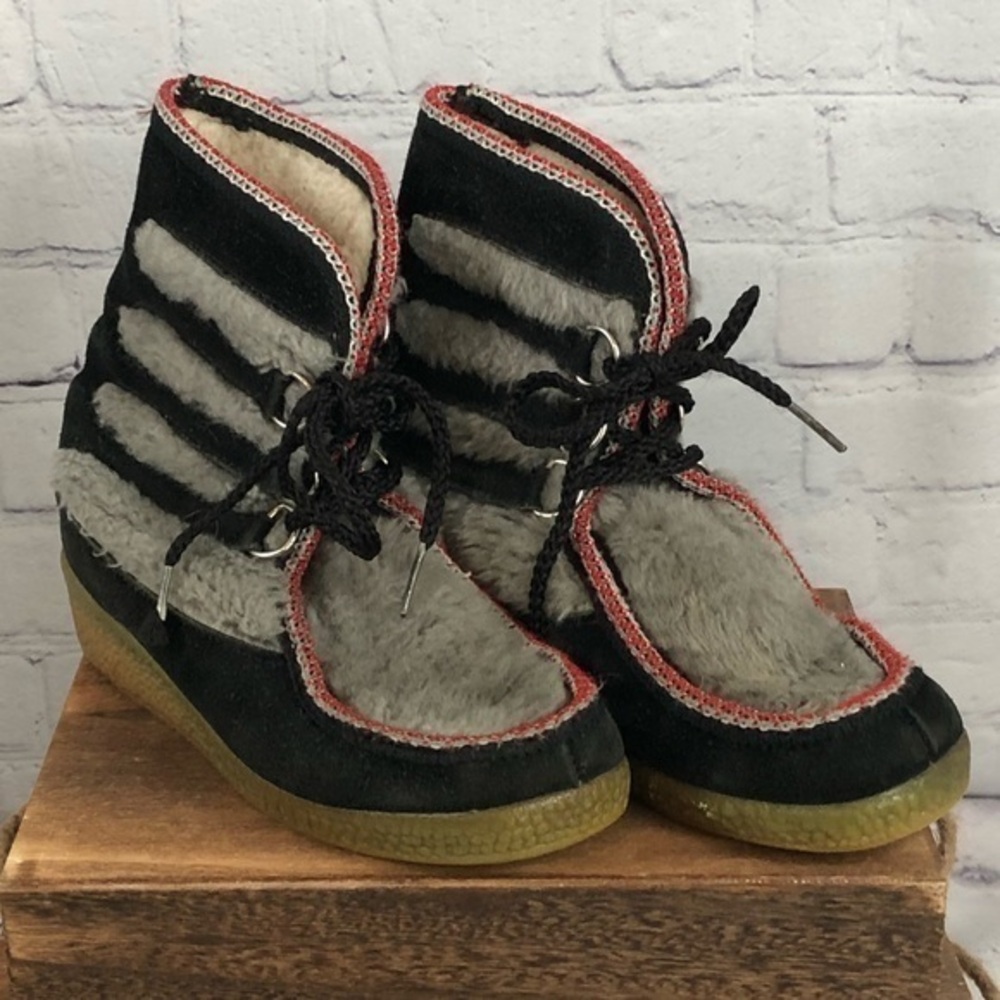 Vintage 70s Yodelers Women's Snow Boots, Faux/Leather Fur Lined Boots